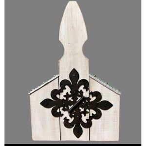 Rustic White Wooden Church Table Decor with Black Metal Accent Farmhouse‎ Style